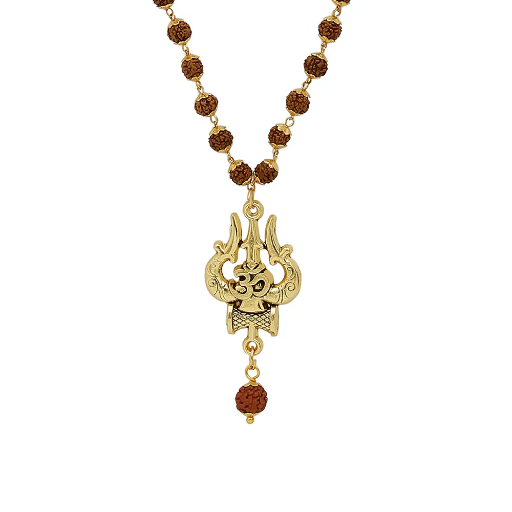 OM Shiva Trishool Rudraksha Necklace 54 Beads - Image 4